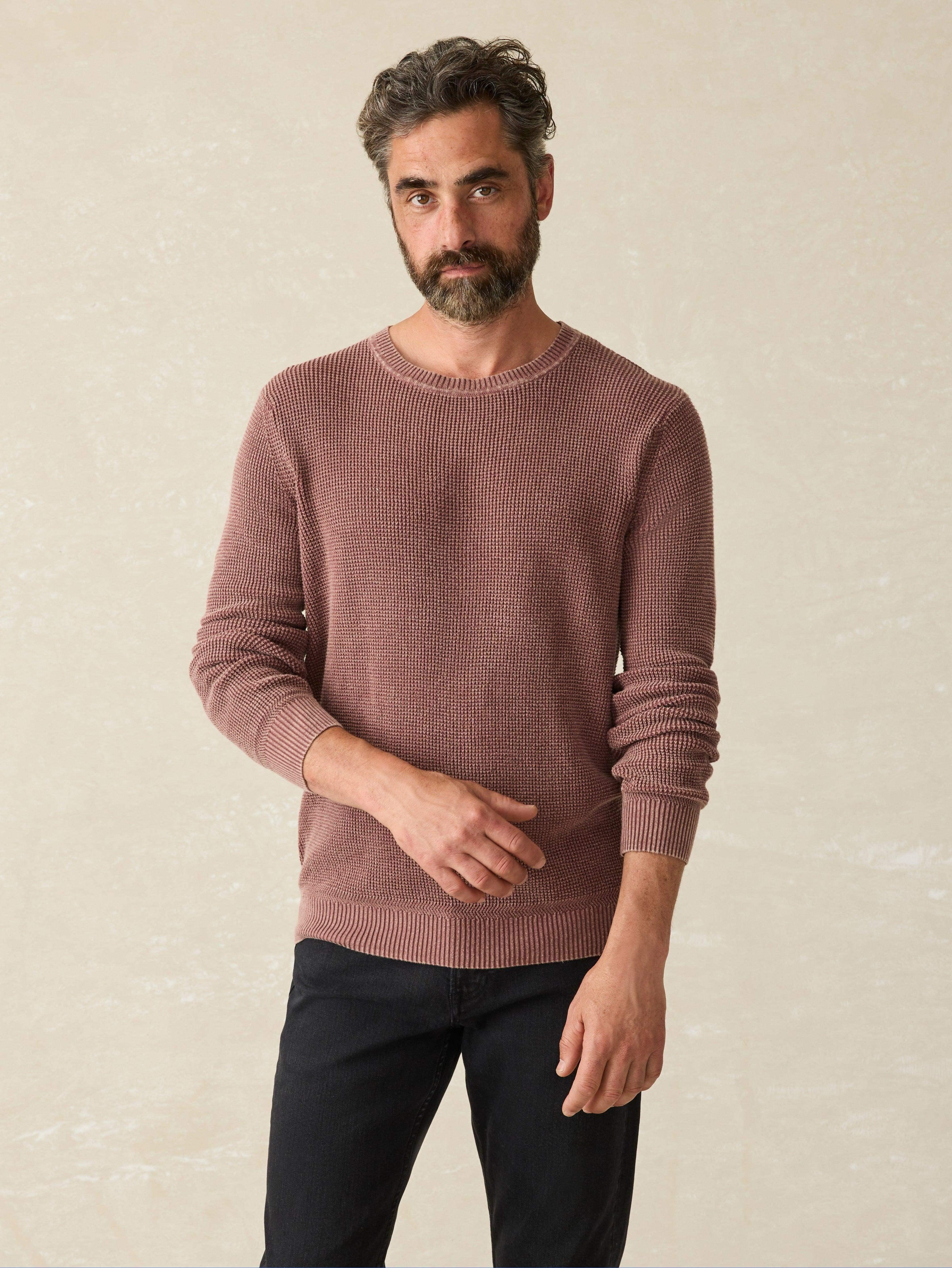 Sunwashed Crewneck Sweater - Plum Wine Male Product Image