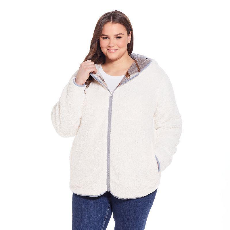 Plus Size Weathercast Reversible Zip Front Fleece Jacket, Womens Product Image