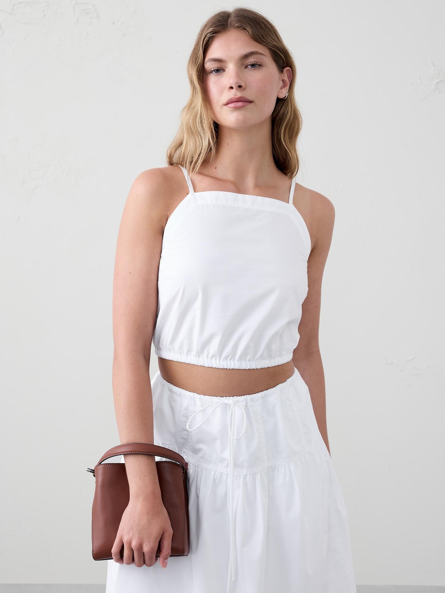 Strappy Bubble-Hem Cropped Top Product Image
