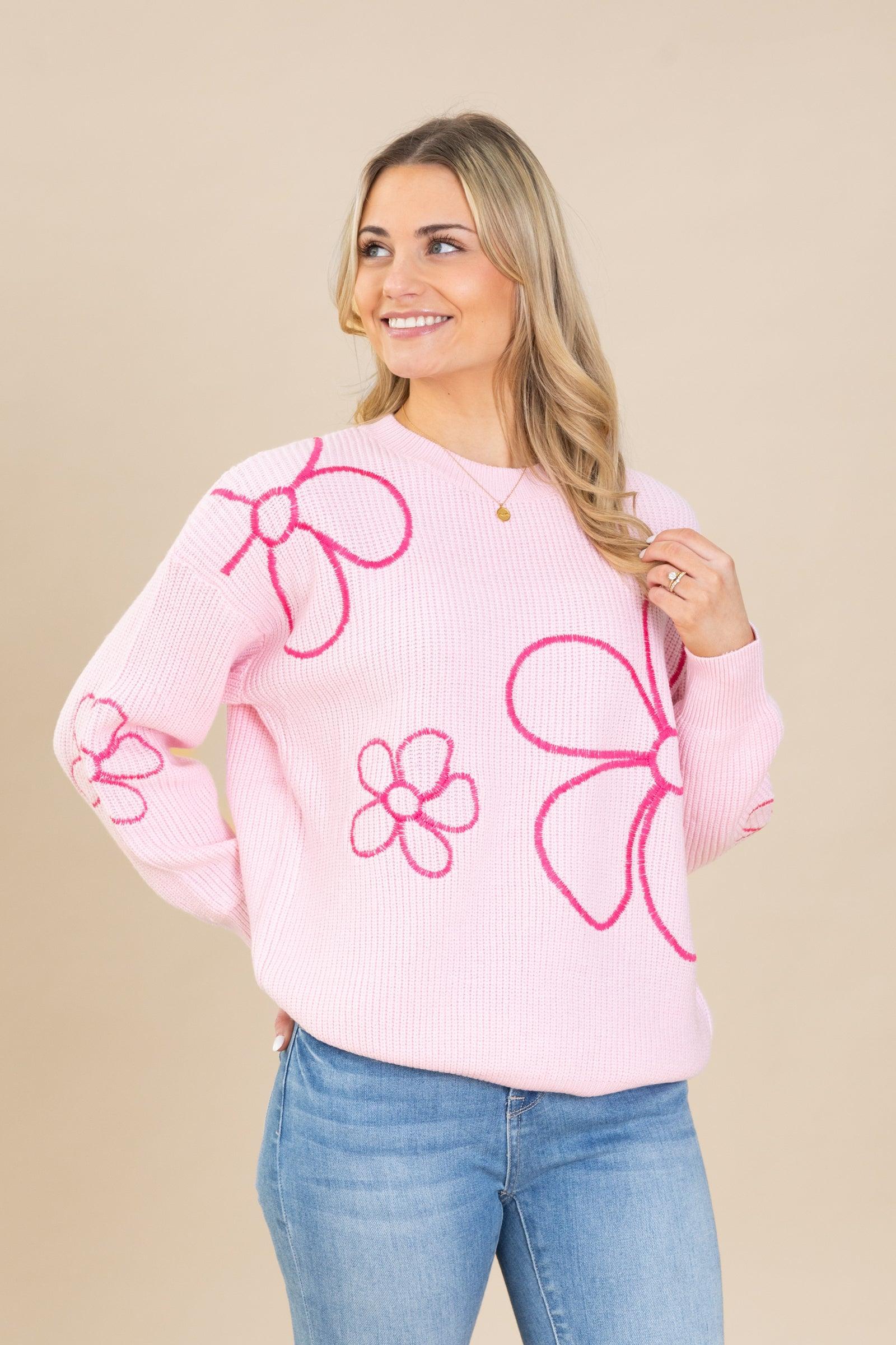 Flower Pattern Knit Pullover Sweaters Product Image