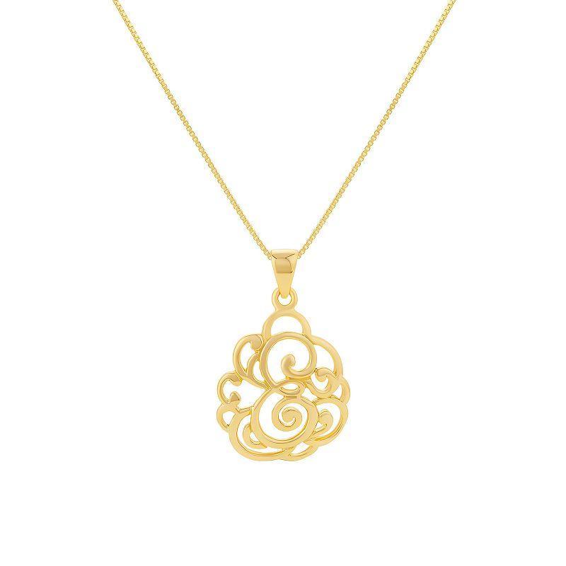 PRIMROSE Sterling Silver Monogram Initial Pendant Necklace, Womens Gold Tone E Product Image