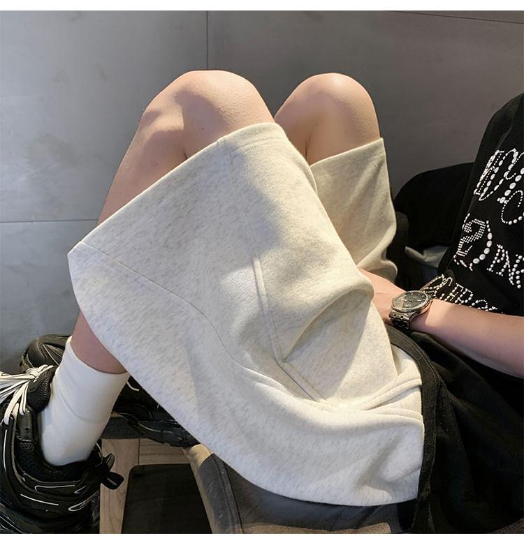 Drawstring Waist Plain Sweatshorts Product Image