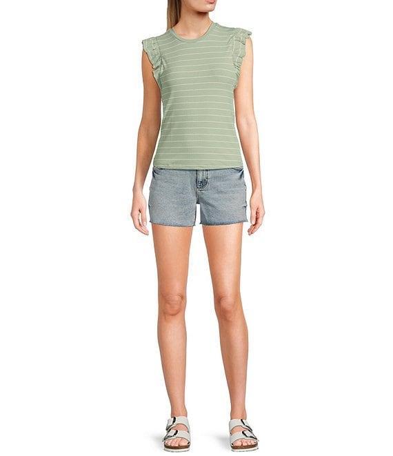 Evolutionary Striped Ruffle Short Sleeve Top Product Image