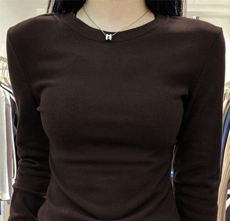 Long-Sleeve Crewneck Plain Tee Product Image