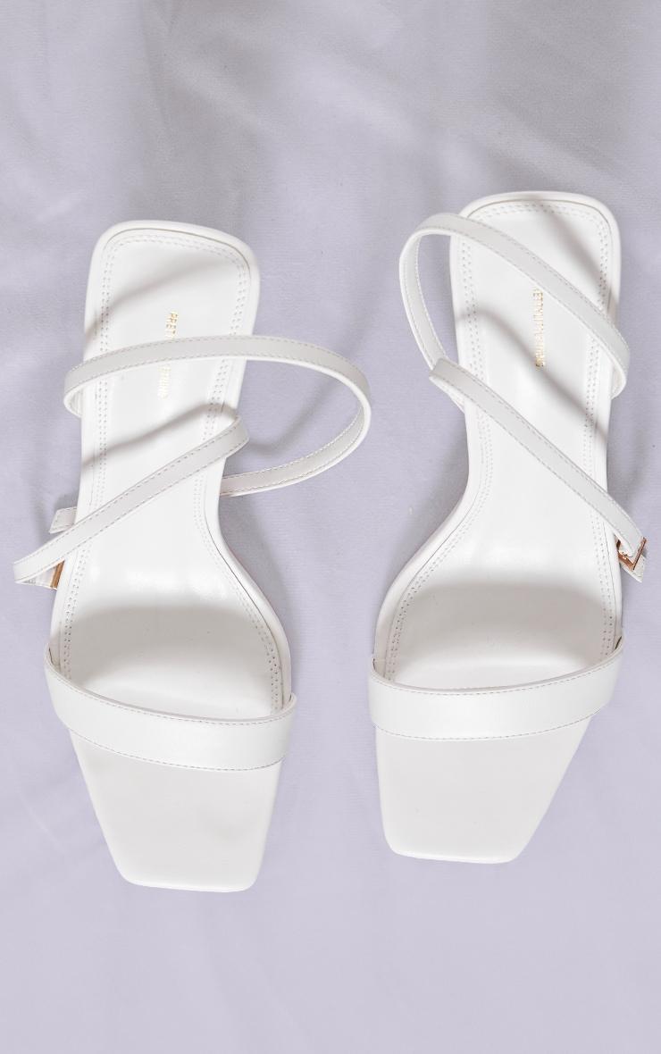 White PU Square Toe Barley There Heeled Sandals Product Image