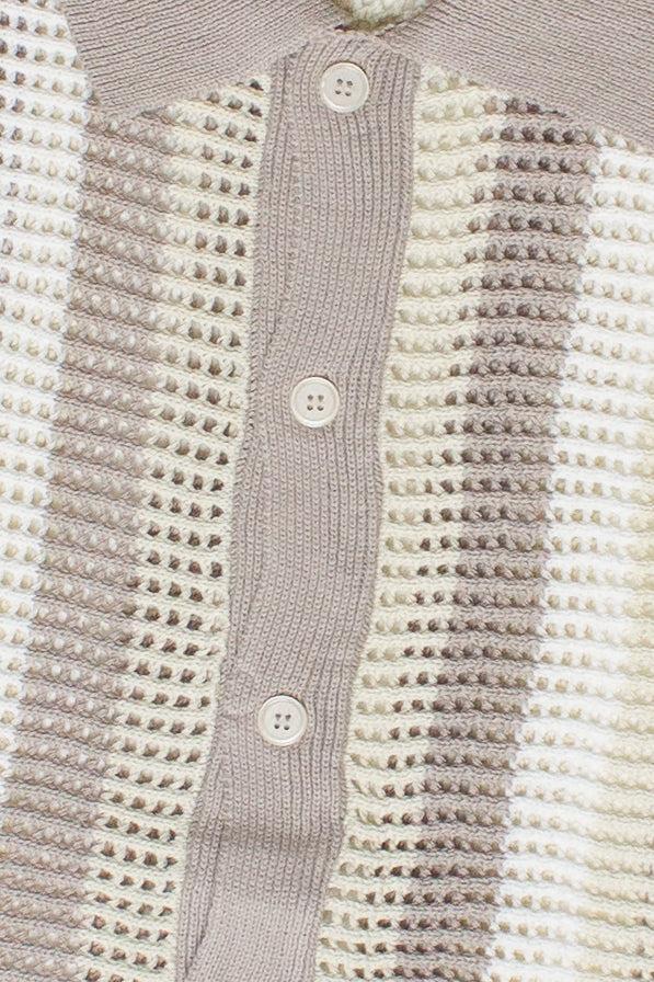 Striped Knit Mesh Button Up Shirt Product Image