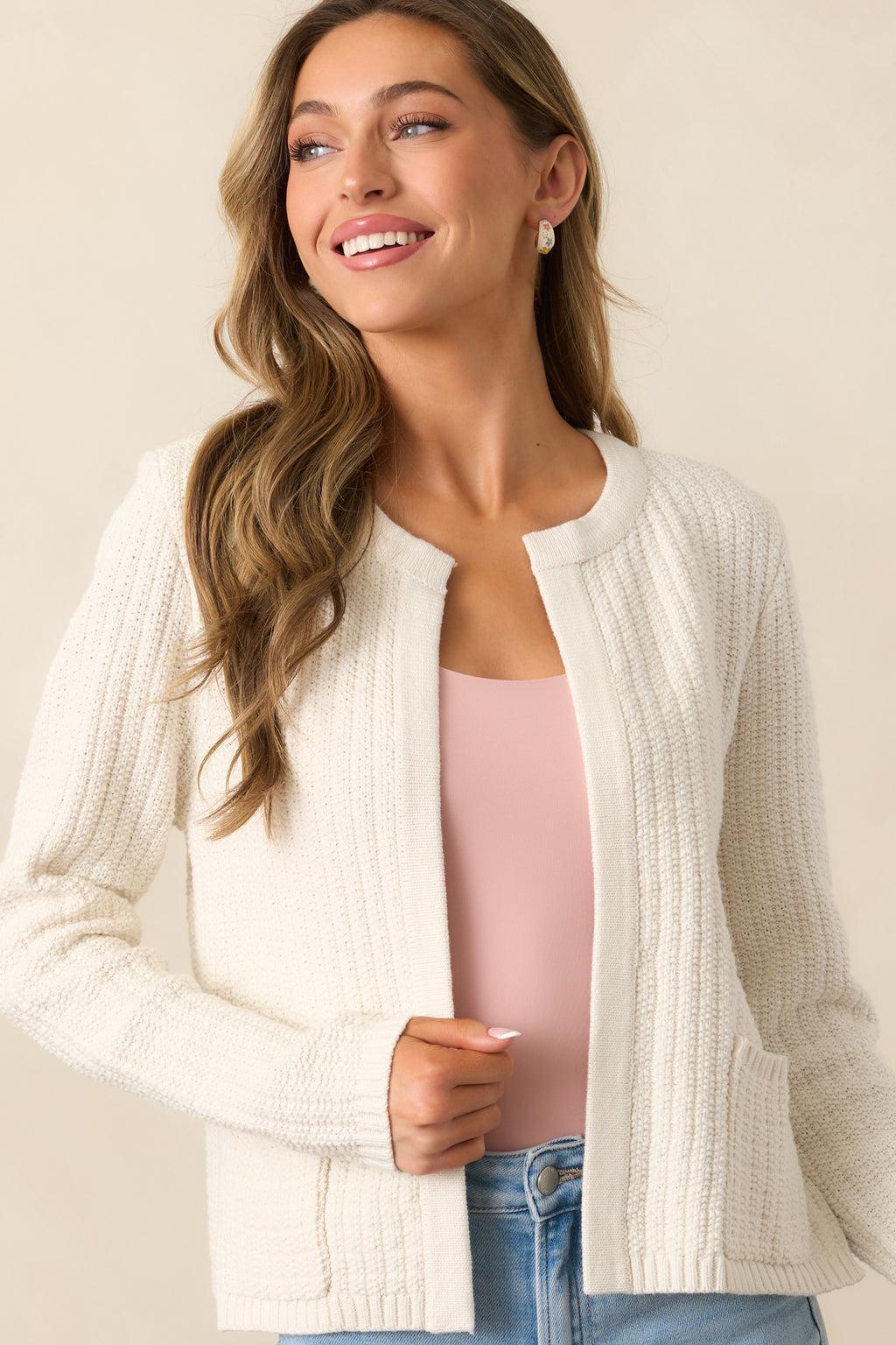 Which Chapter Ivory Knit Cardigan Product Image