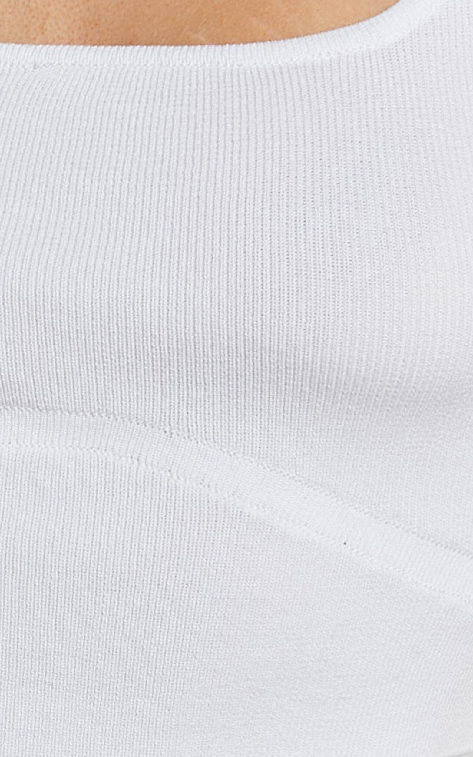 Emlei Top - Square Neck Cropped Knit Top in White Product Image