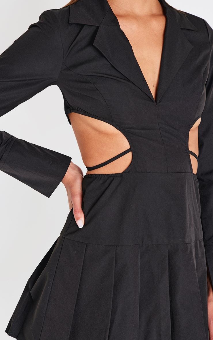 Black Cut Out Back Long Sleeve Shift Dress Product Image