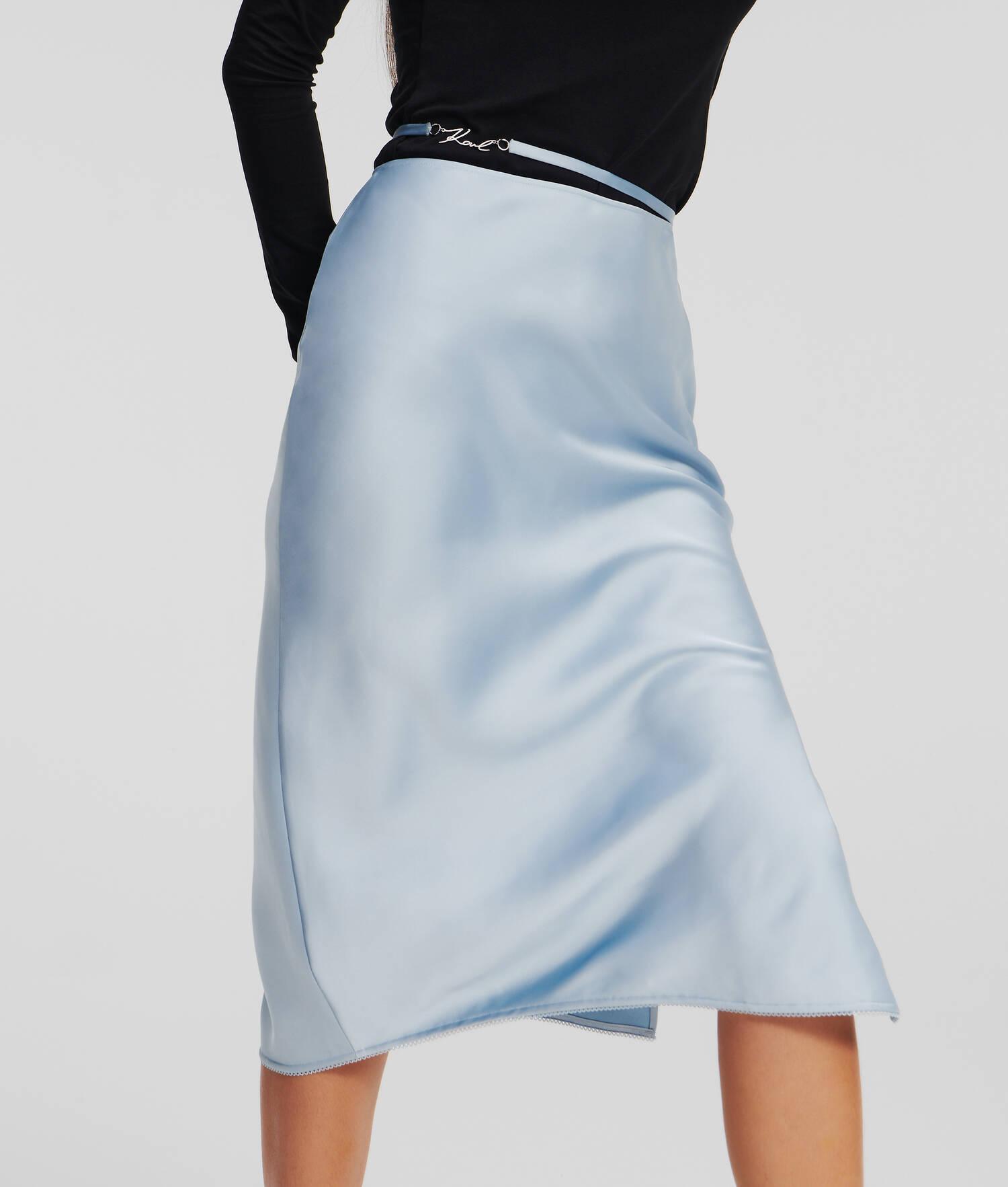 KARL SIGNATURE SATIN MIDI SKIRT Product Image