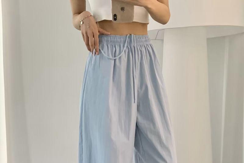 High Waist Plain Wide Leg Pants Product Image