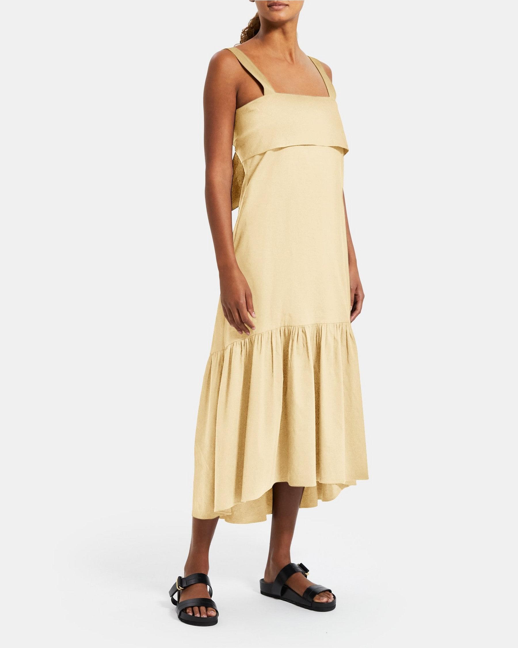 Tie-Back Dress in Stretch Linen Product Image