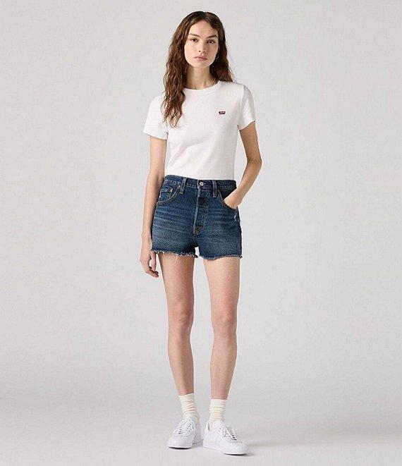 Levi's® 501 High Rise Frayed Hem Denim Shorts Product Image