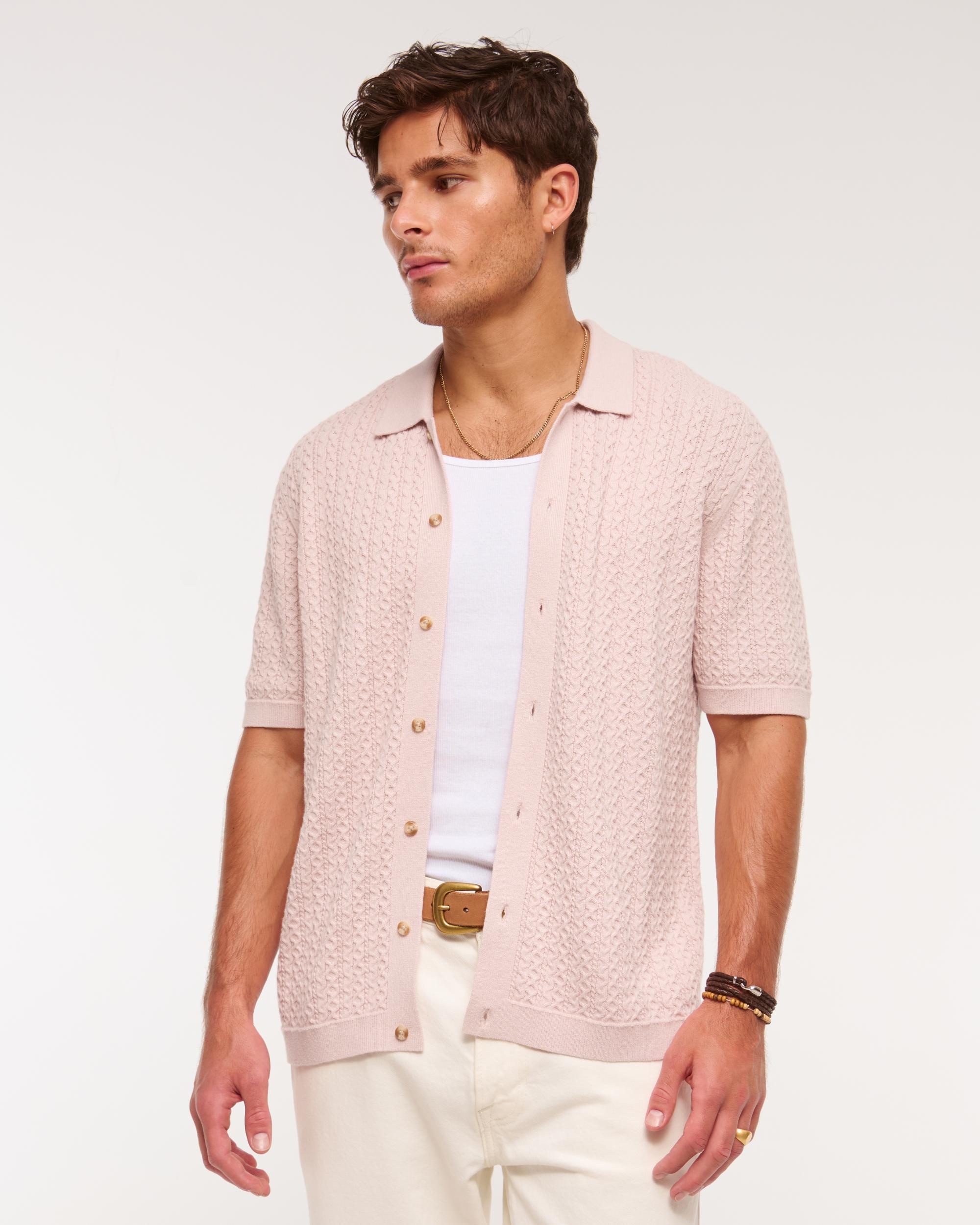 Cable Button-Through Sweater Polo Product Image