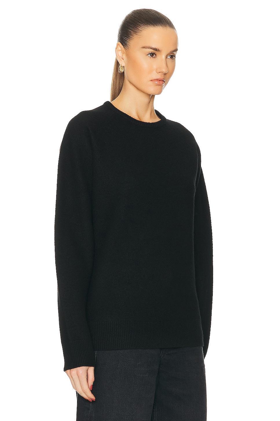 Toteme Crew Neck Wool Knit Sweater in Black Product Image