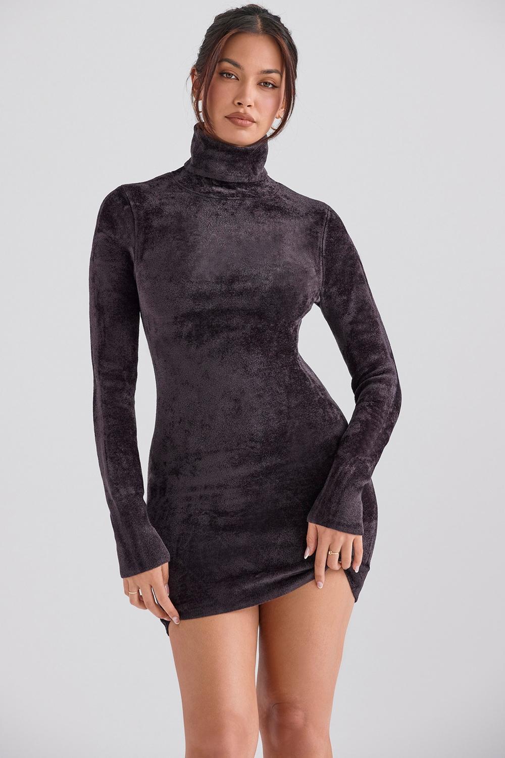 Taya Charcoal Chenille Mini Dress Product Image