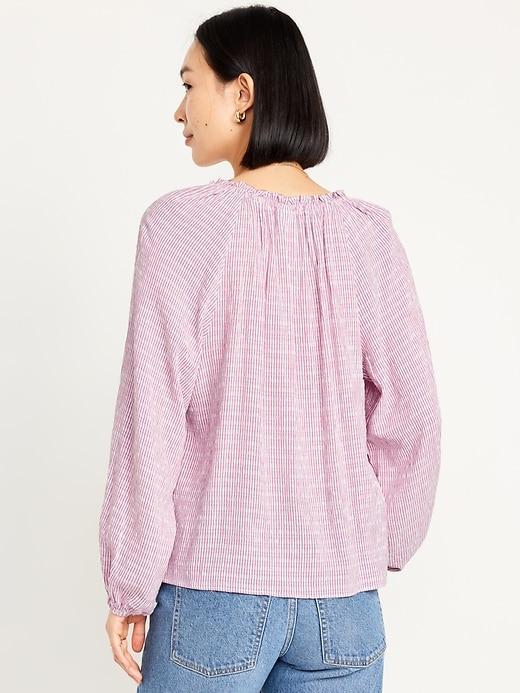 Ruffled Split-Neck Top Product Image