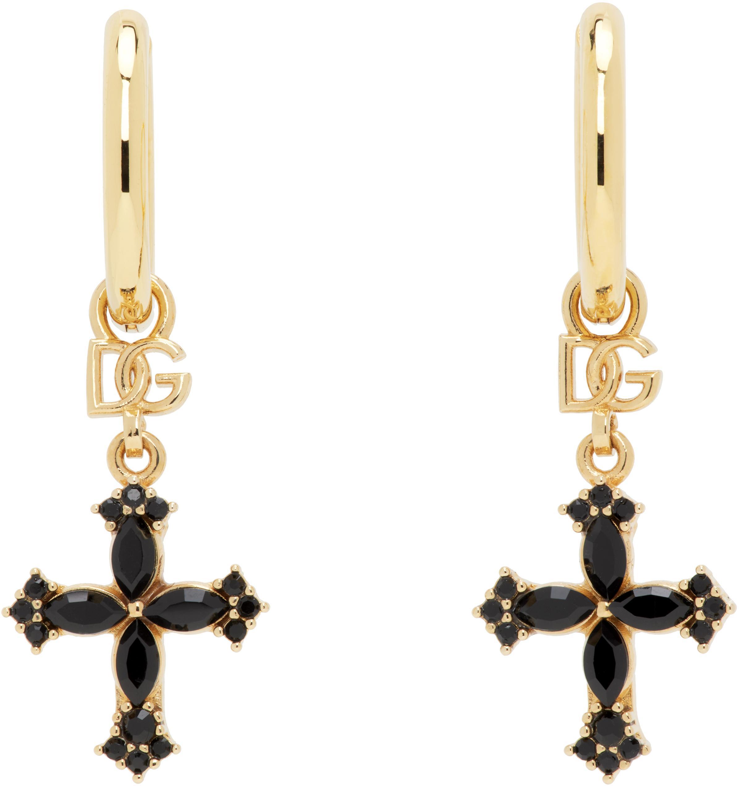 DOLCE & GABBANA Gold Small Cross Earrings In Zoo00 Oro Product Image