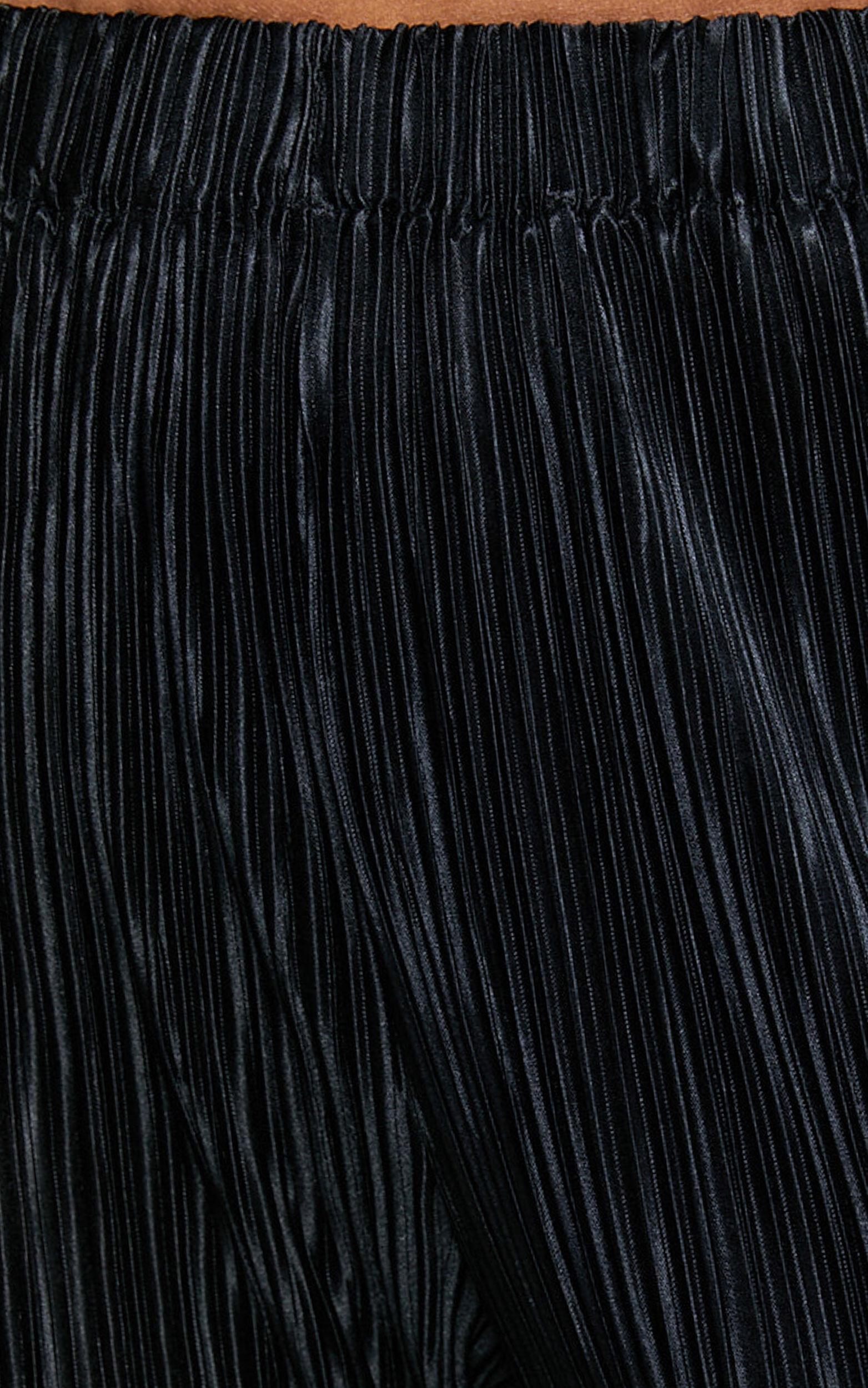 Beca Pants - High Waisted Plisse Flared Pants in Black Product Image