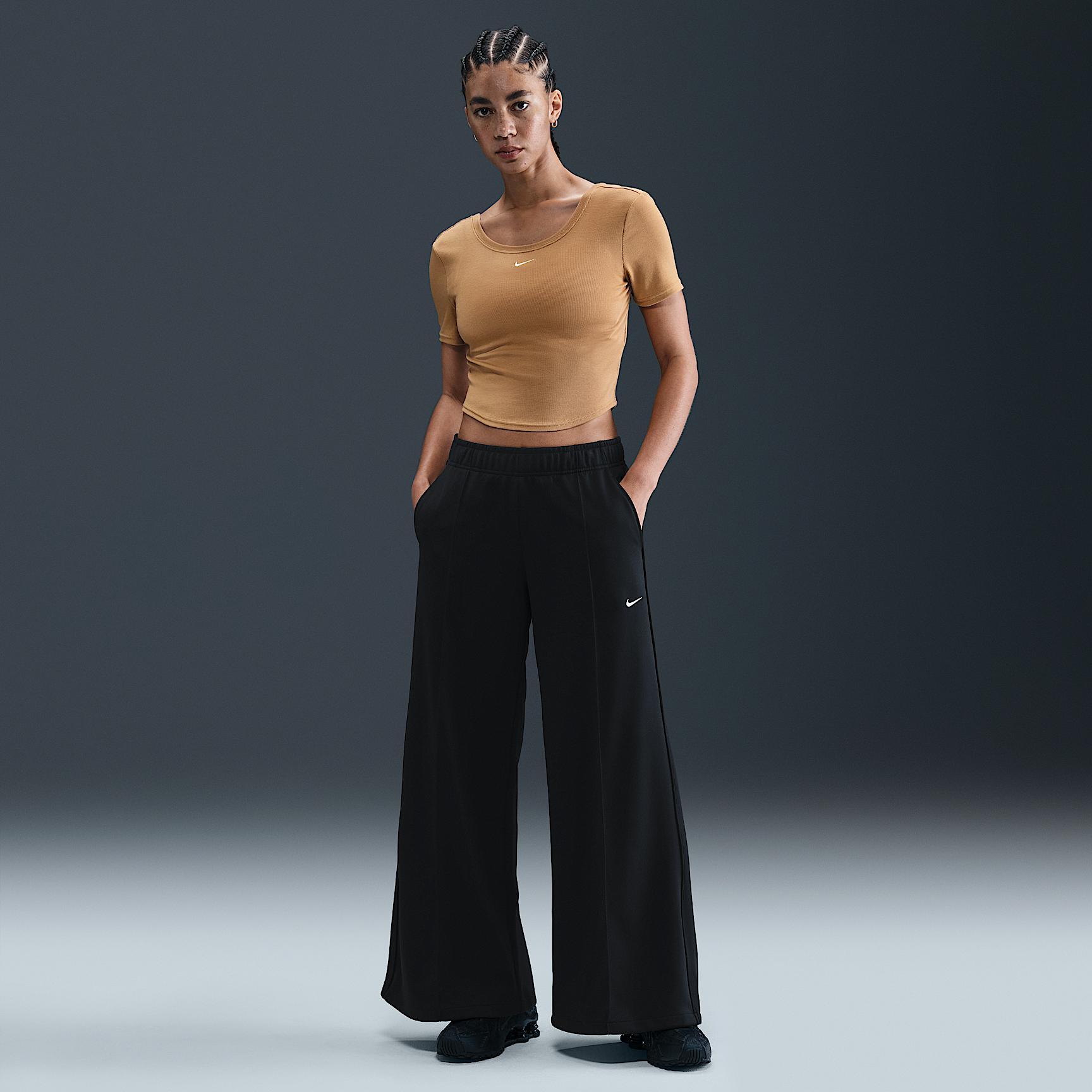 Womens Nike Sportswear Mid-Rise Wide-Leg Track Pants | IH8514-010 Product Image