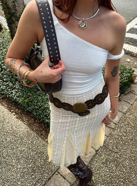 Messenger One Shoulder Top White Product Image