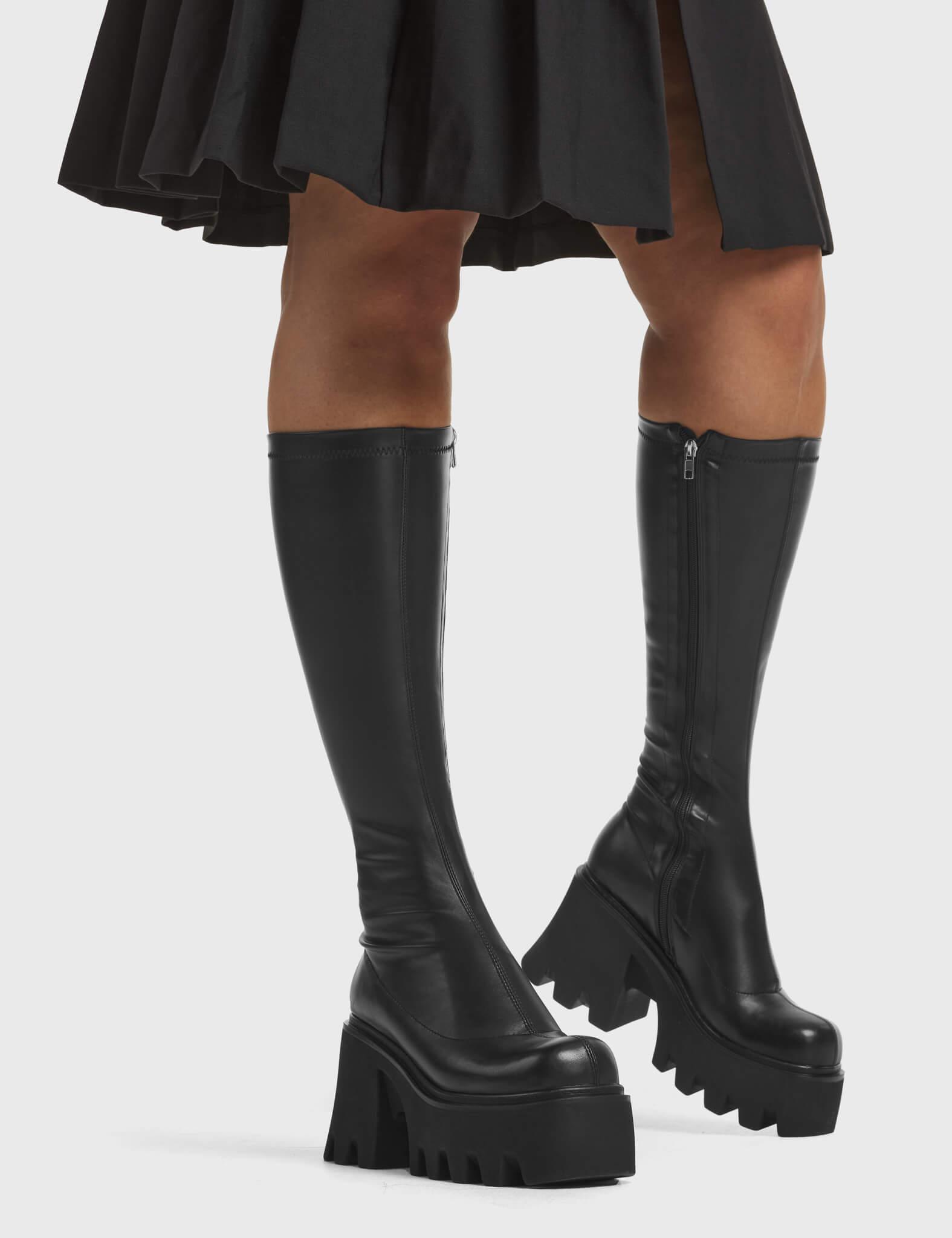 Ready Super Stretch Platform Knee High Boots Product Image