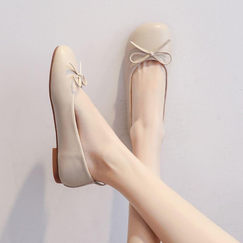 Faux Leather Bow Flats Product Image