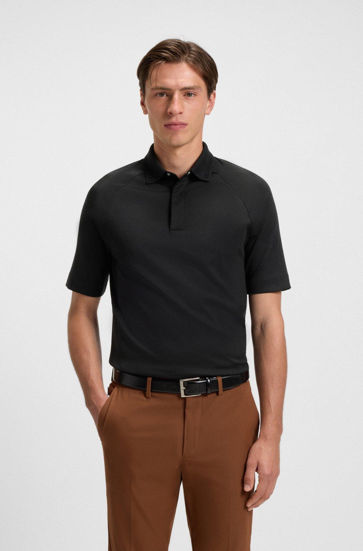 Regular-fit polo shirt with covered placket Product Image