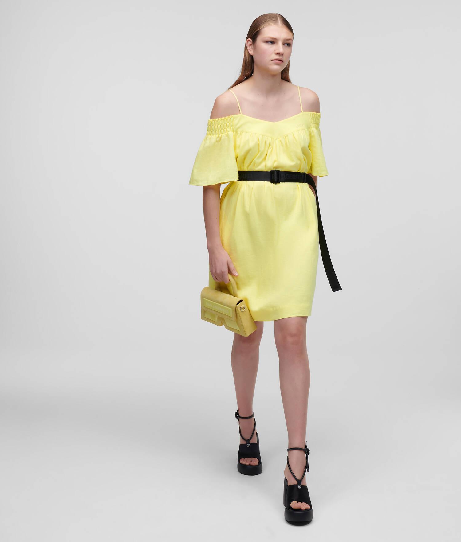 OFF-SHOULDER DRESS WITH BELT Product Image