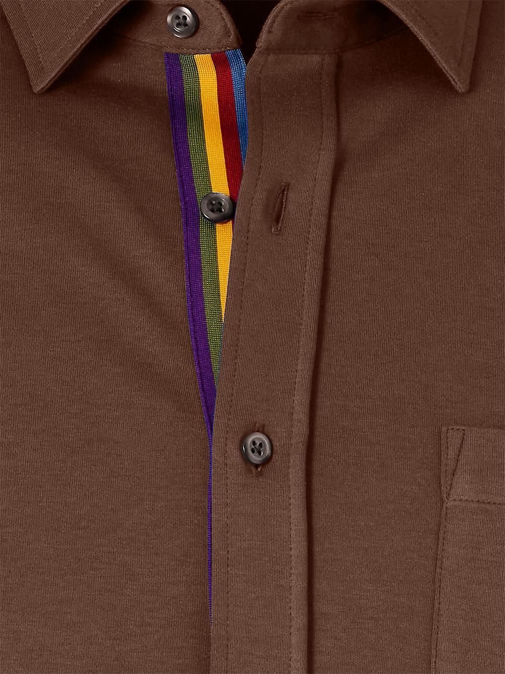 Mercerized Cotton Button Front Polo - Brown Product Image