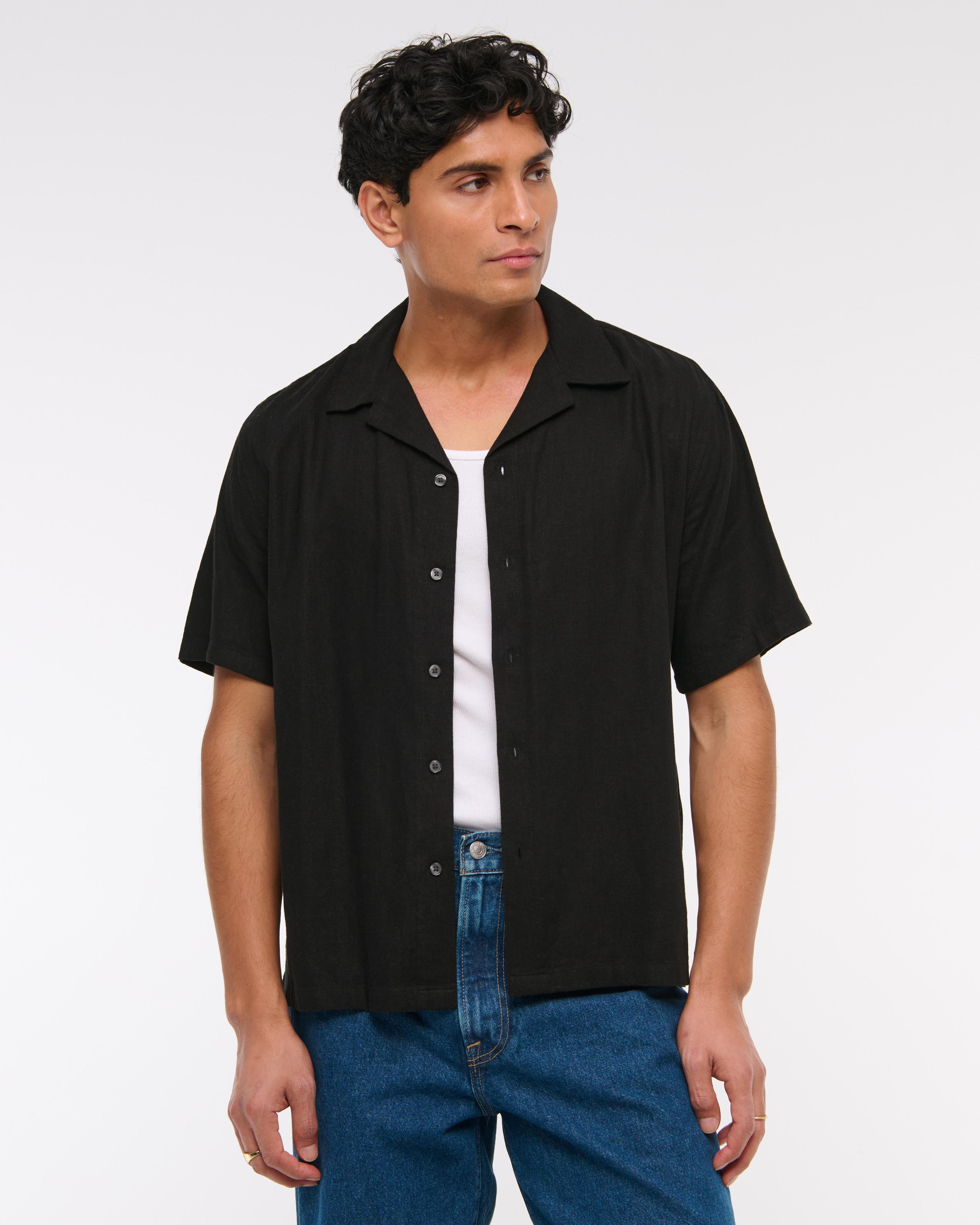 Camp Collar Summer Linen-Blend Shirt Product Image