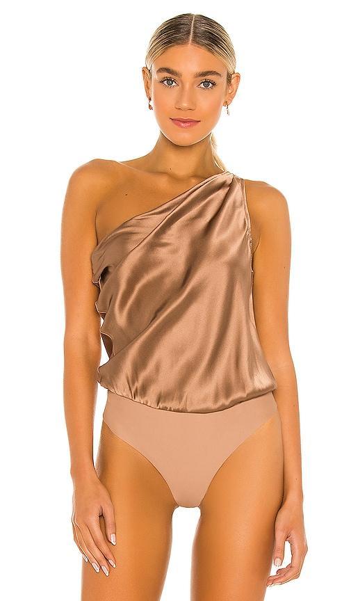 Darby Asymmetric Charmeuse Bodysuit Product Image