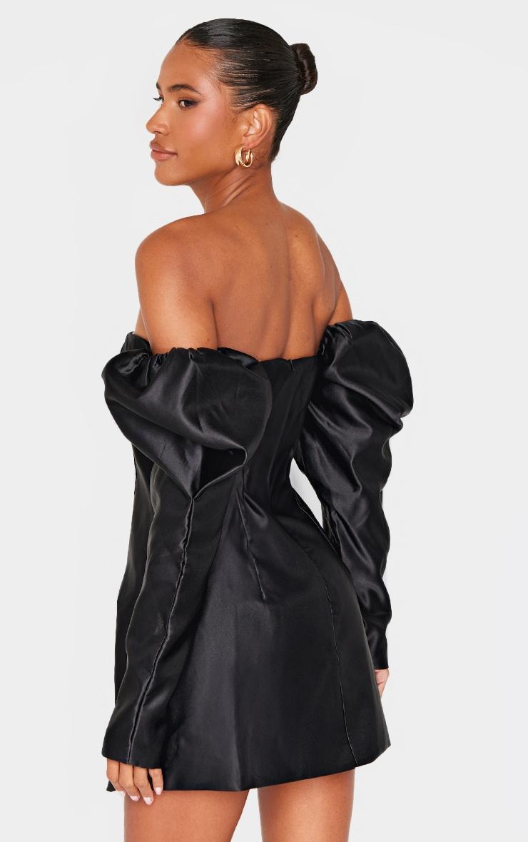 Black Oversized Puff Sleeve A Line Shift Dress Product Image