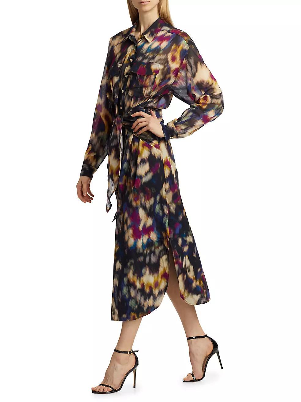 Nesly Ikat-Print Midi Shirtdress Product Image