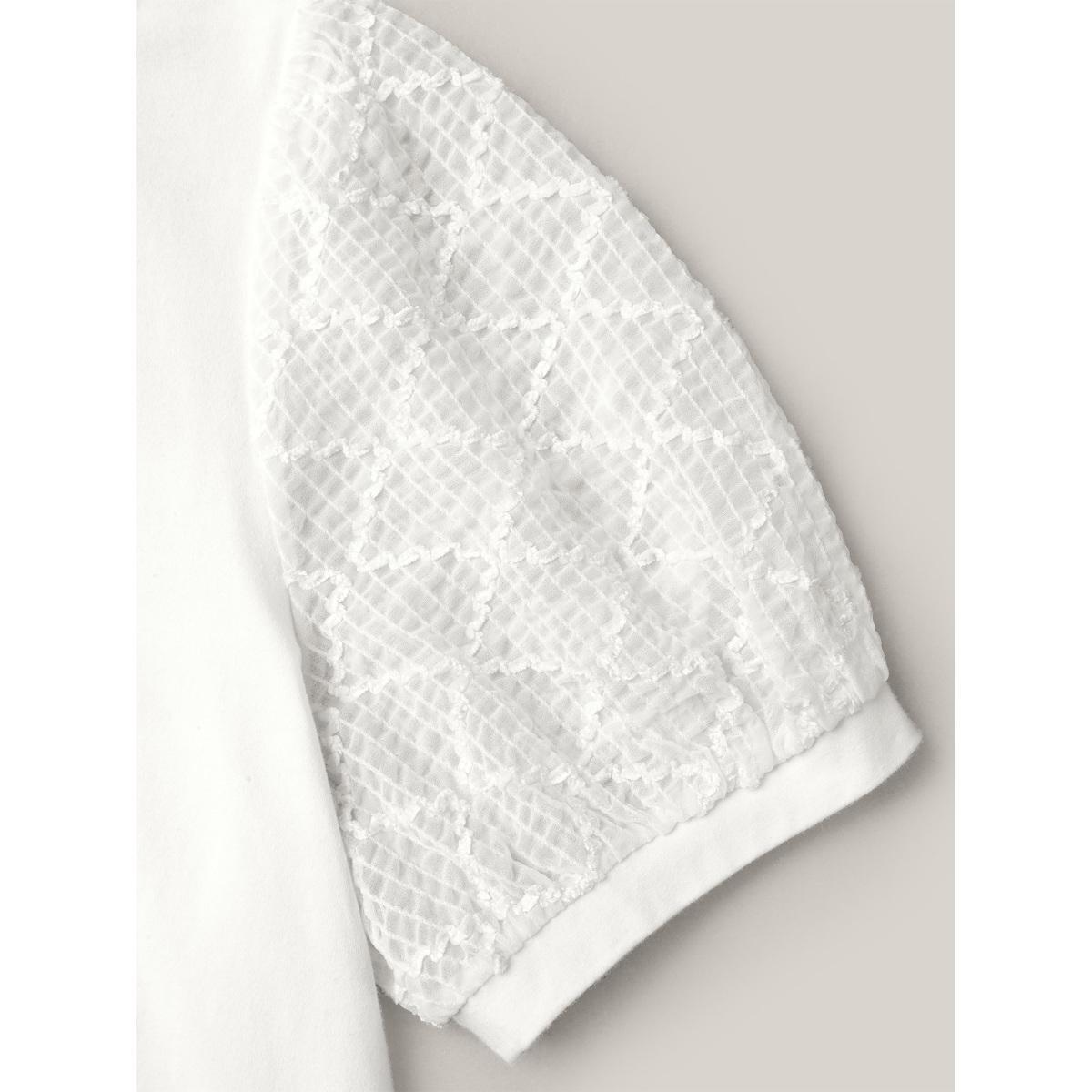 Plus Size Textured Bubble Lantern Sleeve T-Shirt Originalwhite Women Timeless Texture Round Neck Elegant T-shirts BloomChic 26/4X Product Image