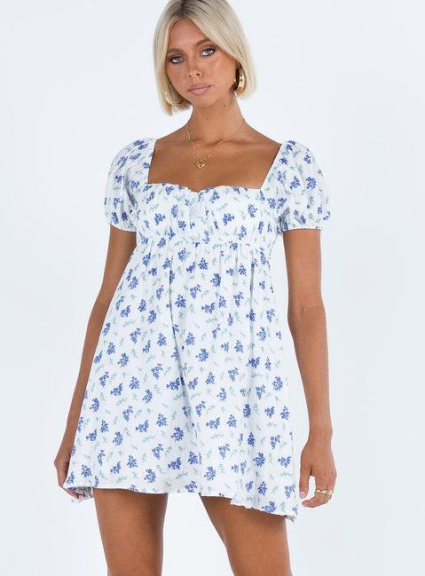Lets Dance Mini Dress Blue Floral Product Image