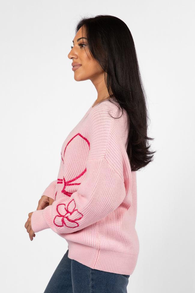 Hold My Hand Pink Floral Sweater Product Image