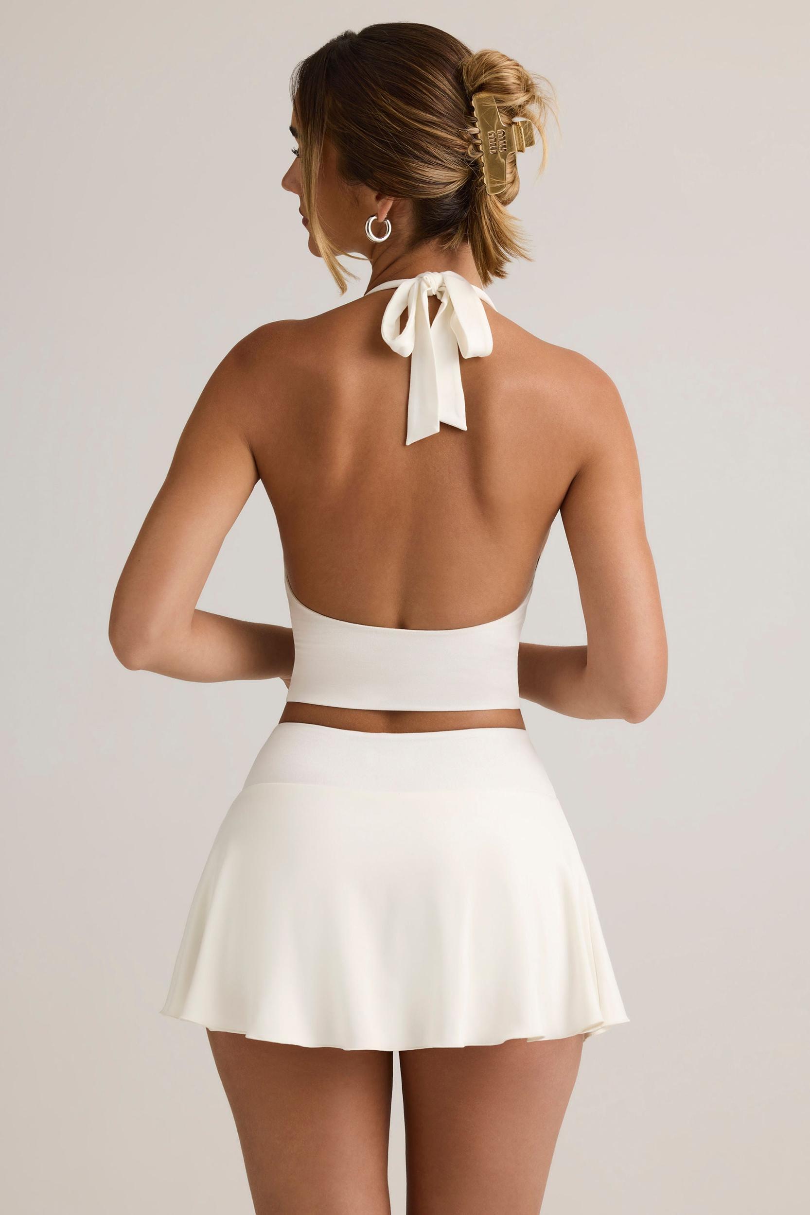 Modal Halterneck Tank Top in White Product Image