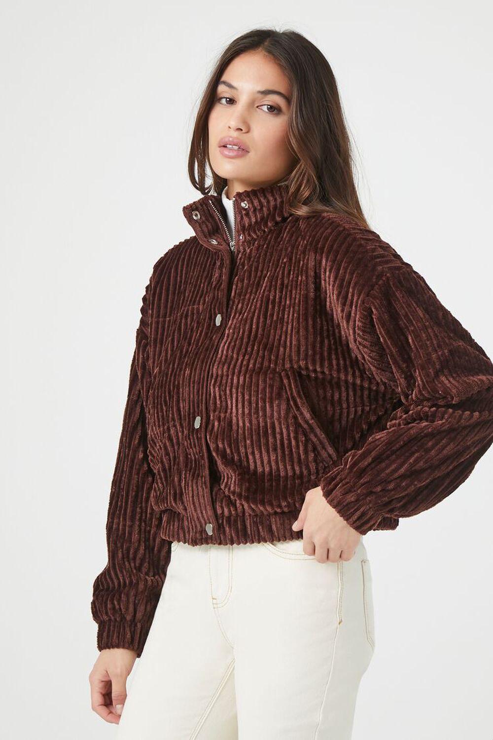 Ribbed Cropped Bomber Jacket | Forever 21 Product Image