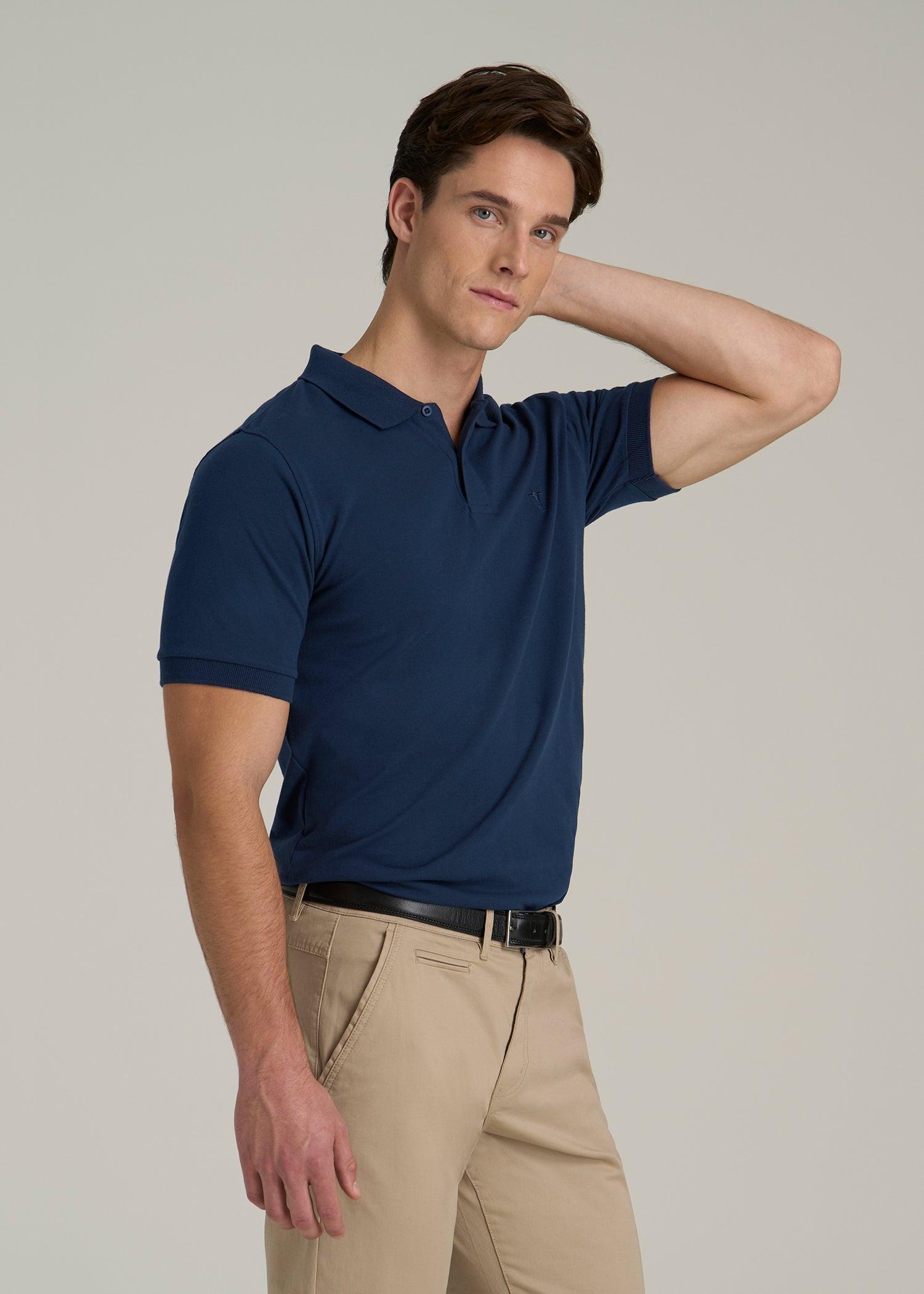 Classic Polo with Embroidered Logo for Tall Men in Marine Navy Male Product Image