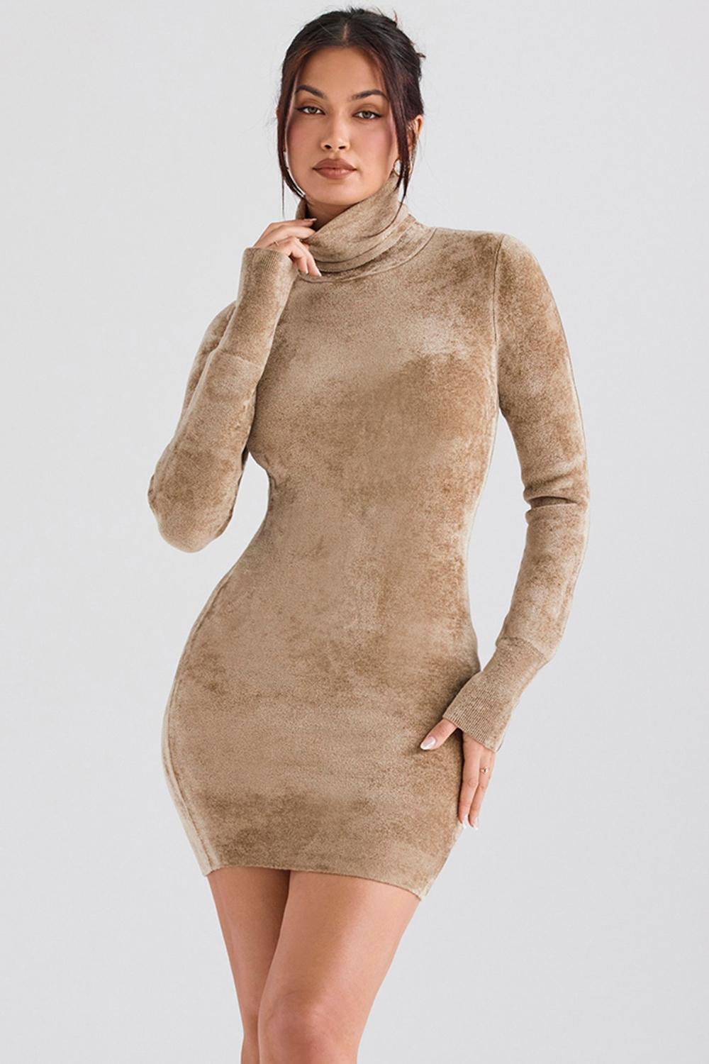 Taya Fawn Chenille Mini Dress Product Image