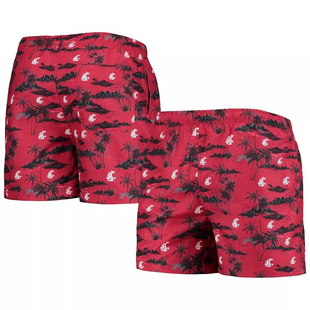 Men's FOCO Crimson Washington State Cougars Island Palm Swim Trunks,  Product Image