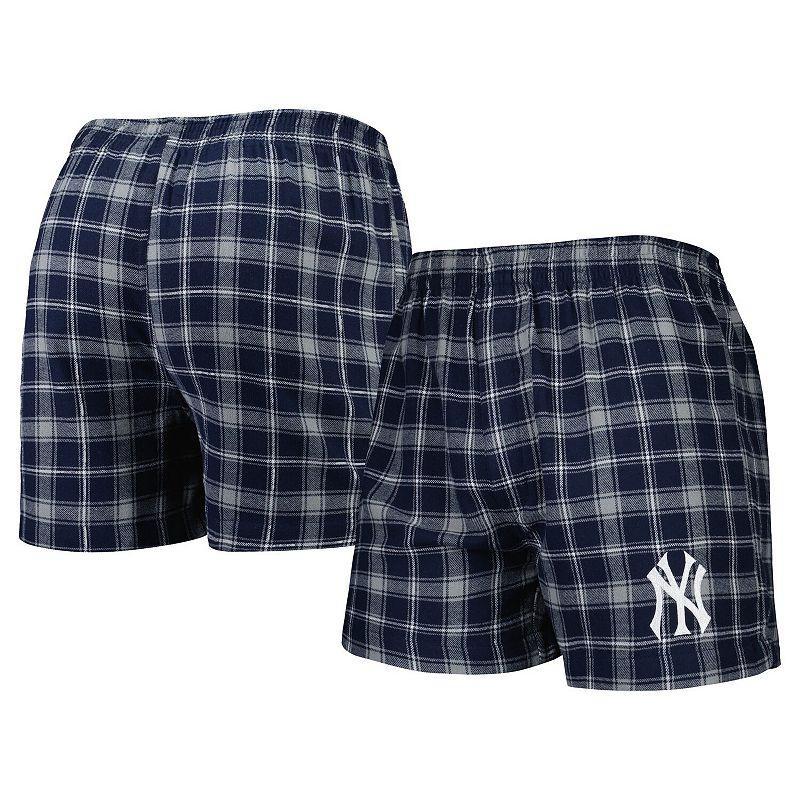 Mens Concepts Sport /Gray New York Yankees Ledger Flannel Boxers Blue Product Image