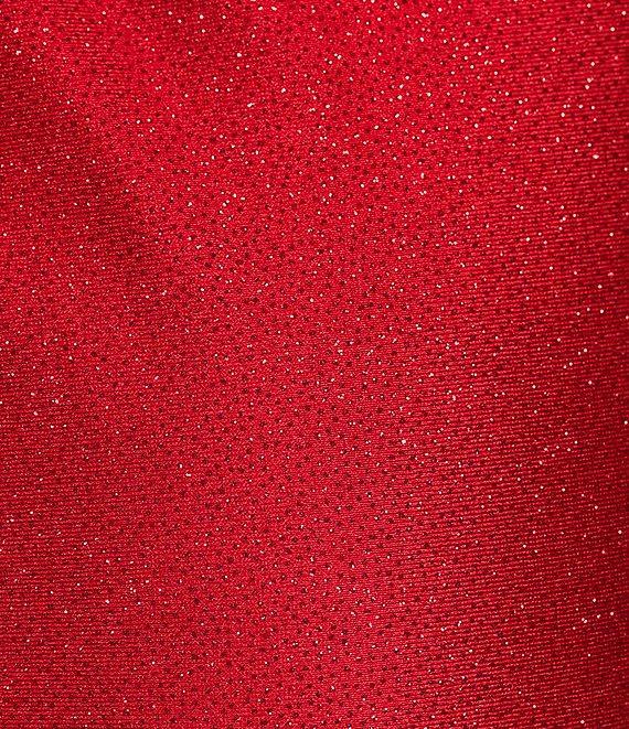 Honey and Rosie V-Neck Asymmetrical Hem Glitter Wrap Sheath Dress Product Image