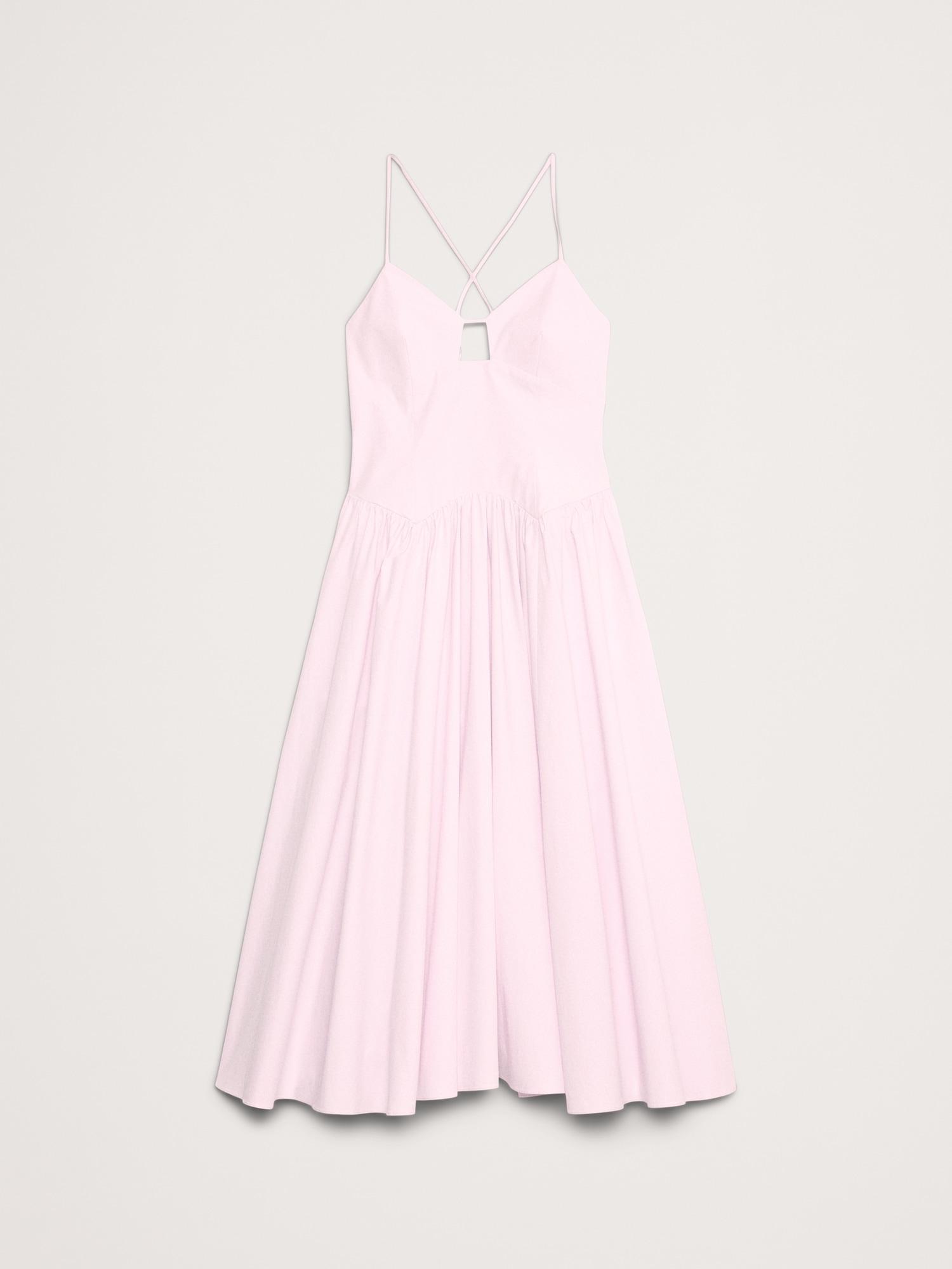 Stretch-Cotton Poplin Long Midi Dress Product Image