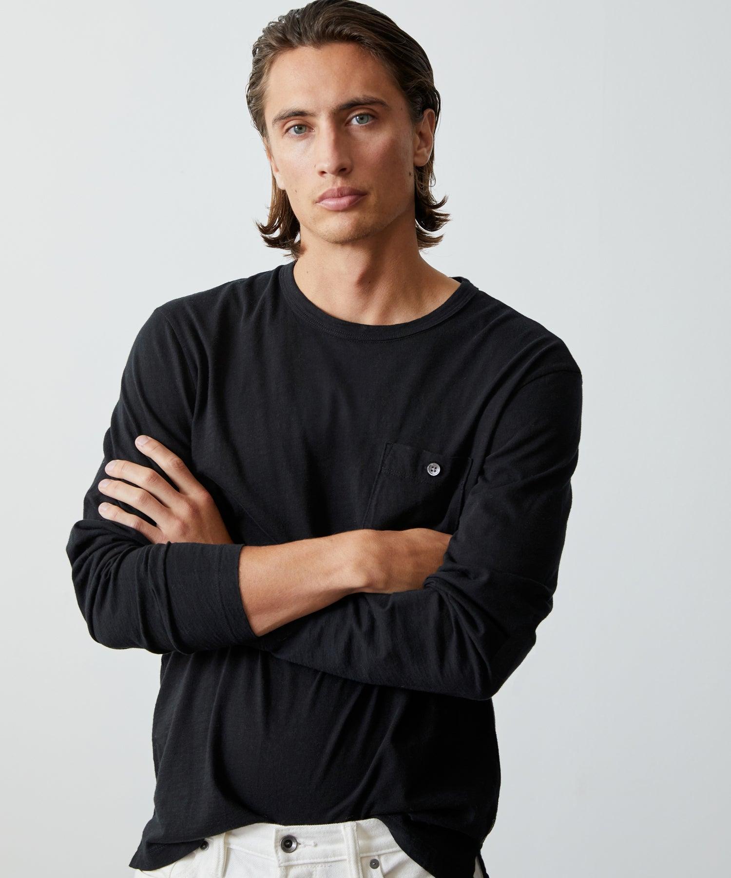 Made in L.A. Homespun Slub Pocket Tee in Black Product Image