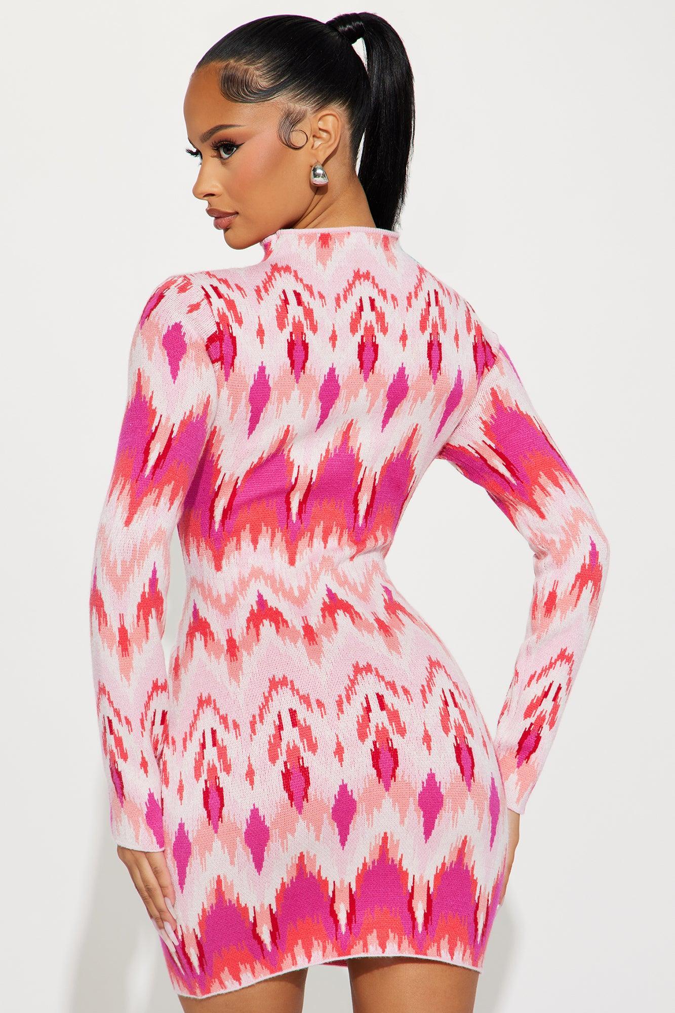 Sierra Sweater Mini Dress - Pink/combo Product Image