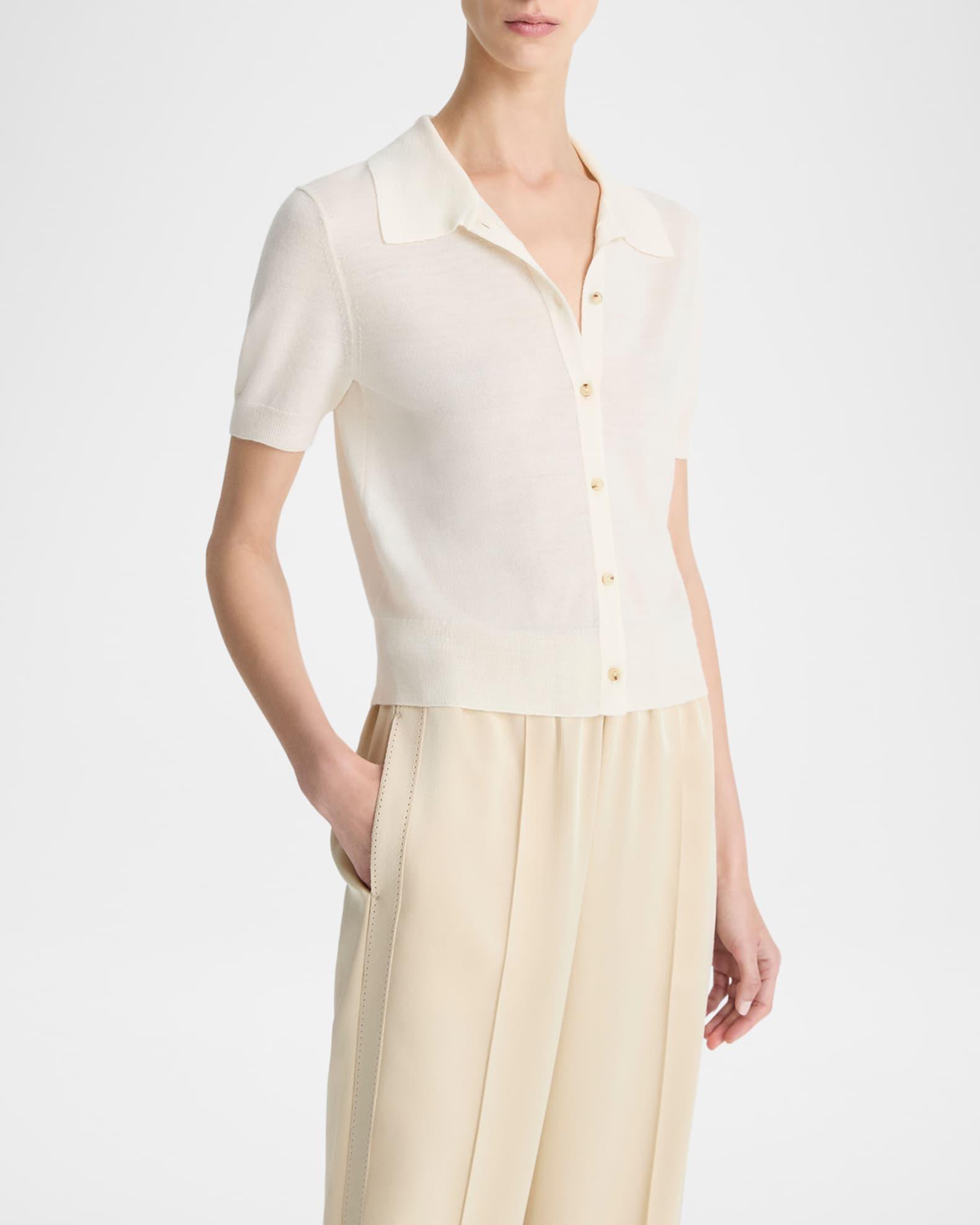 Short-Sleeve Button-Front Sweater Product Image