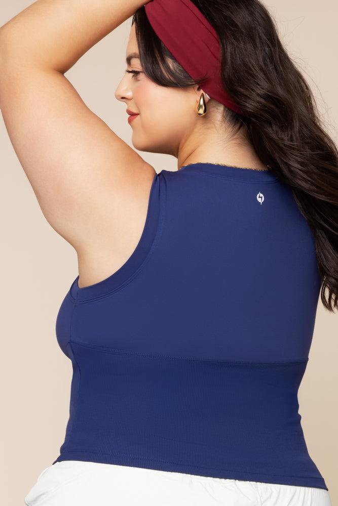 Peekaboo Crew Tank - Sapphire Product Image