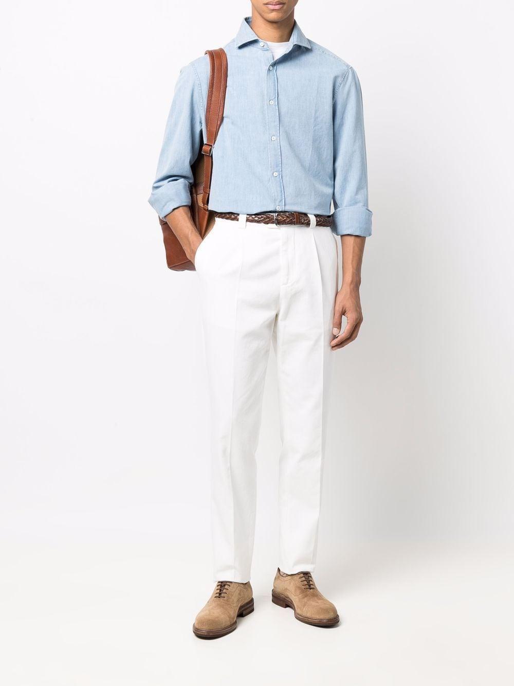 BRUNELLO CUCINELLI Leisure Fit Cotton Trousers In White Product Image